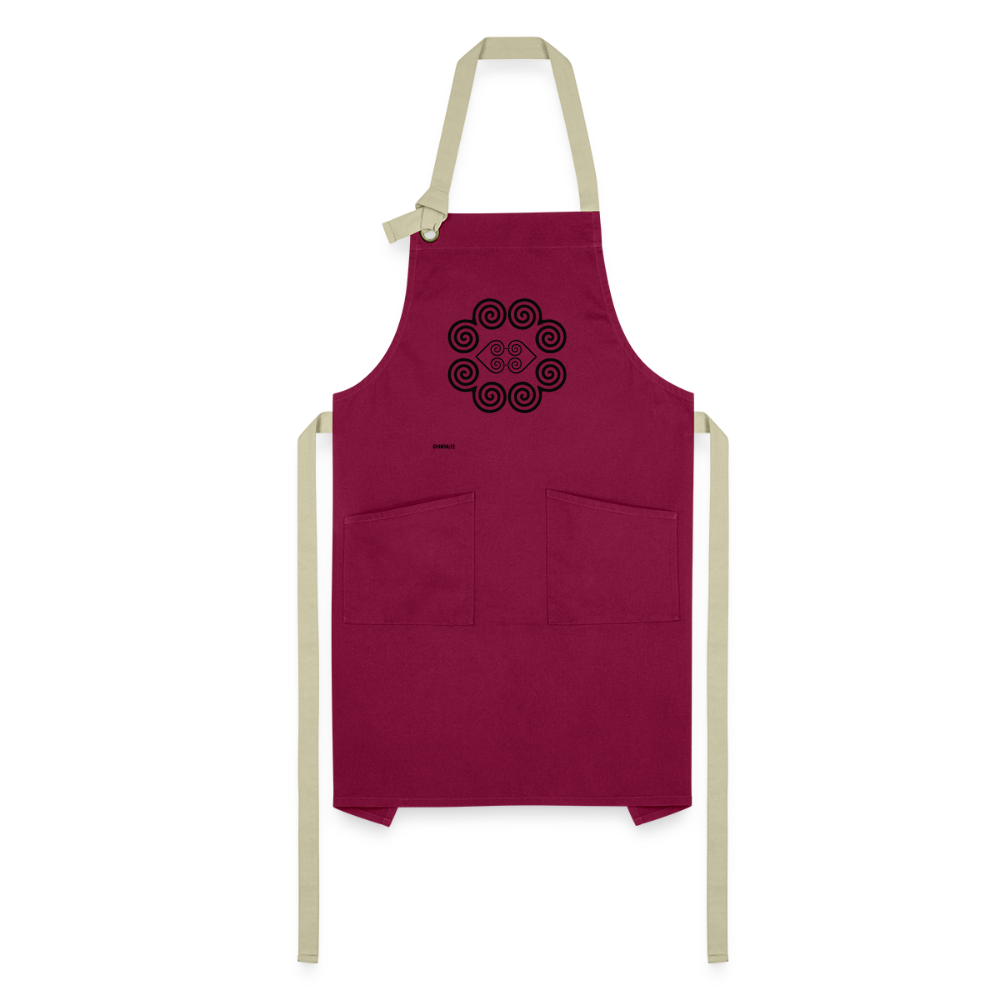 Hmong Apron - burgundy/khaki