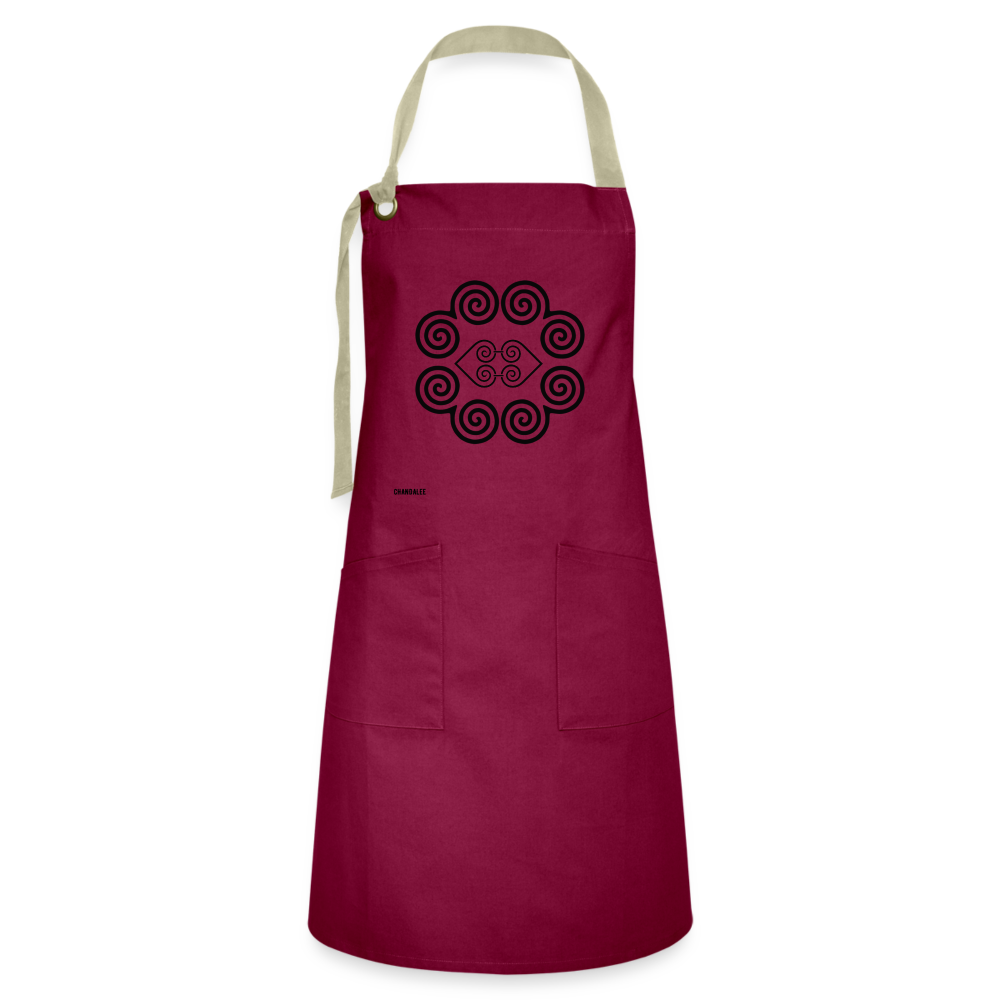 Hmong Apron - burgundy/khaki