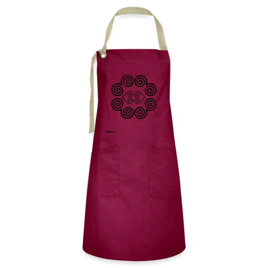 Hmong Apron - burgundy/khaki