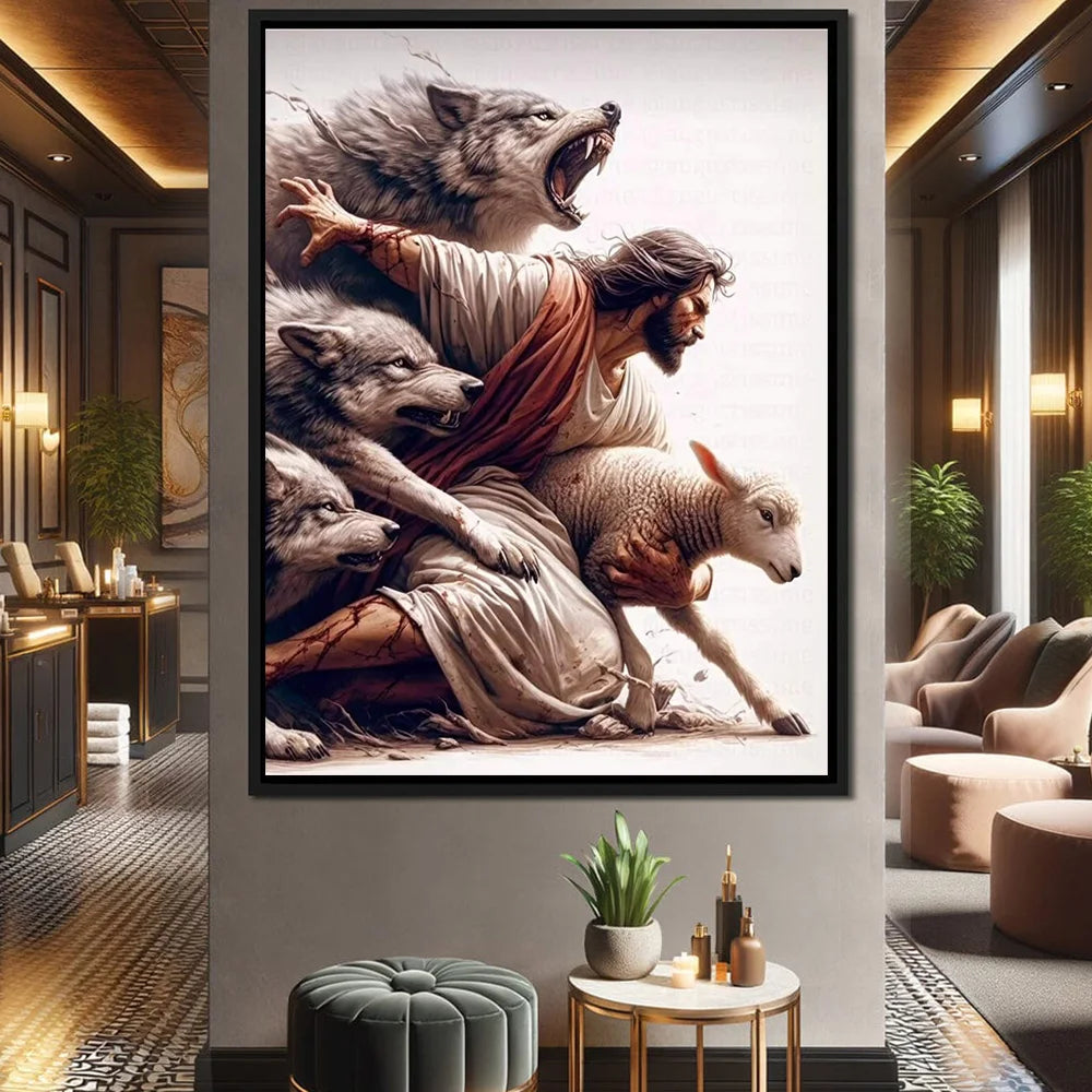 Holy Religious Jesus and Holy Spirit Posters Print Jesus Shepherd Painting Decor